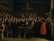 Gerard ter Borch the Younger Ratification of the Peace of Munster between Spain and the Dutch Republic in the town hall of Munster, 15 May 1648. painting